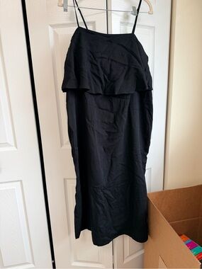 NWT Anthropologie Black Linen Blend Ruffle Midi Dress Women’s Plus Size 16W